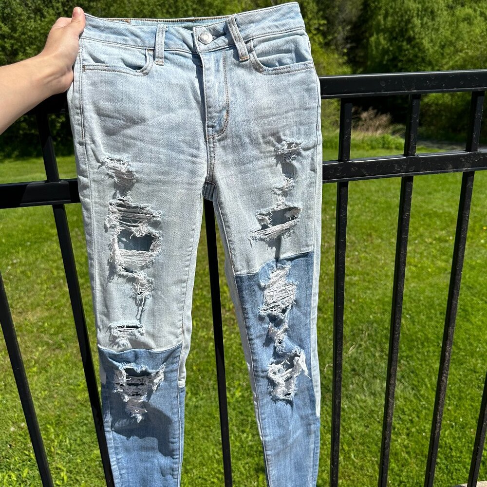 American Eagle Outfitters Two-Tone High-Rise Jegging Size 0